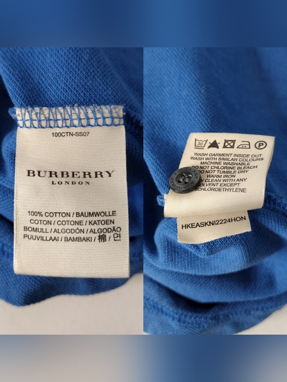 Burberry Blue Slim Fit Short Sleeve Polo Shirt Sz M - Picture 12 of 16